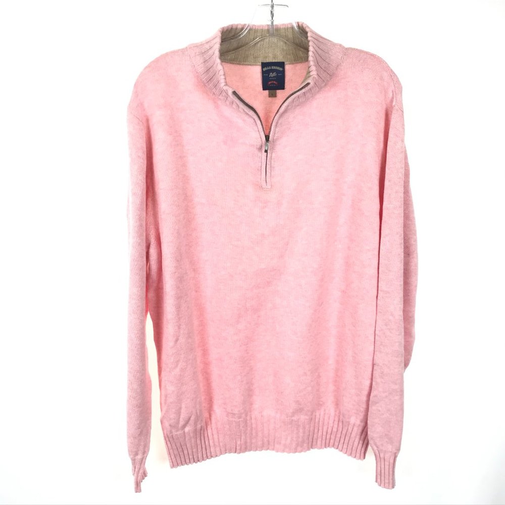 NWOT Mens Size Large Bills Khakis Pink Quarter Zip Long Sleeve Sweater NEW